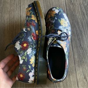 Navy blue floral doc martens